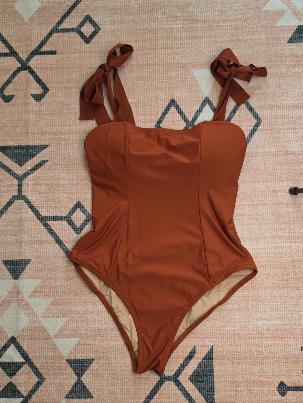 J. Crew Rust One-Piece Swimsuit with Tie Shoulder Straps